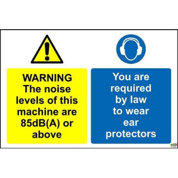Picture of Warning The Noise Levels Of This Machine Are 85 Db(A) Or Above You Are Required By Law To Wear Ear Protectors Safety Sign 