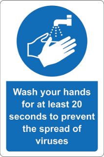 Picture of Wash your hands for at least 20 seconds to prevent the spread of viruses 