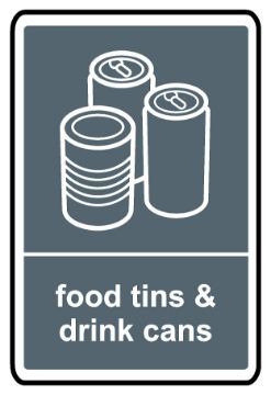 Food Tins & Drink Cans Recycling Sign, KPCM Health and Safety Signs
