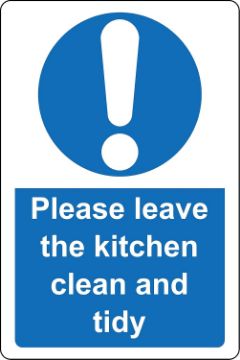 Picture of Please leave the kitchen clean and tidy Sign - Self adhesive sticker (200mm x 150mm)