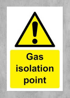 Picture of Gas isolation point safety sign - Self adhesive sticker 200mm x 150mm