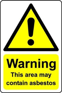 Picture of Warning this area may contain asbestos safety sign - Self adhesive sticker (200mm x 150mm)
