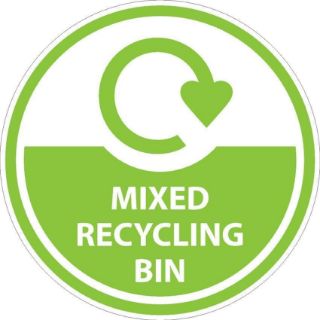 Picture of Mixed recycling bin, recycling sign - Self adhesive sticker (50mm x 50mm)