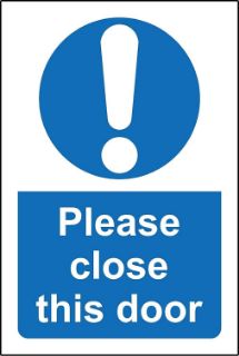 Picture of Please Close This Door Safety Sign - Self Adhesive Sticker 130mm x 100mm