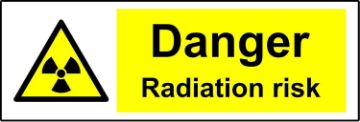 Picture of Warning Danger Radiation Risk Safety Sign - Self Adhesive Sticker 150mm x 50mm