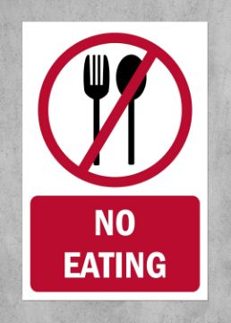 Picture of No eating, prohibition sign - Self adhesive sticker (200mm x 150mm)