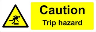Picture of Warning Caution Trip Hazard Safety Sign - Self Adhesive Sticker 300mm x 100mm