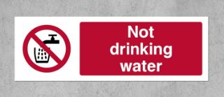 Picture of Not drinking water safety sign - 1.2mm Rigid plastic 200mm x 66mm