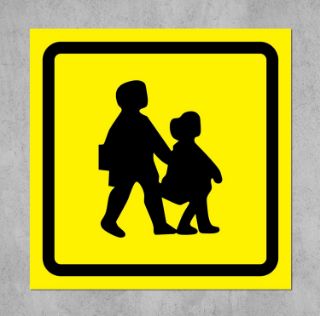 Picture of School bus symbol safety sign - Self adhesive sticker 200mm x 200mm