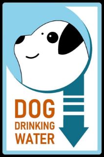 Picture of Dog drinking water here arrow sign - 3mm Aluminium sign (400mm x 300mm)