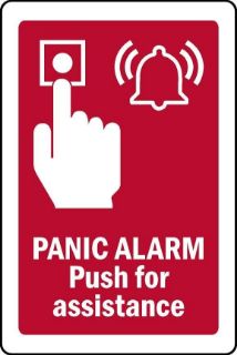 Picture of Panic alarm Push for assistance Safety sign - 1mm flexible Plastic (400mm x 300mm)