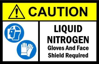 Picture of Caution liquid nitrogen Gloves and Face shield required Safety sign - 1mm flexible Plastic (400mm x 300mm)