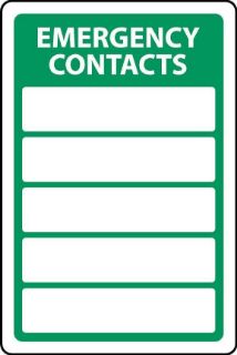 Picture of Emergency contacts First aiders etc safety sign - Self adhesive sticker (400mm x 300mm)