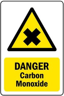 Picture of Danger Carbon monoxide safety sign - Self adhesive sticker (400mm x 300mm)