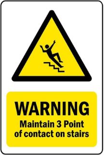 Picture of Warning maintain 3 point of contact on stairs Safety sign - Self adhesive sticker (400mm x 300mm)