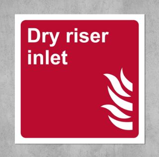 Picture of Dry riser inlet fire safety sign - Self adhesive sticker (100mm x 100mm)