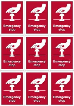 Picture of Emergency stop sign - 70x100 mm, pack of 9 stickers on A4 sheet