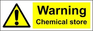 Picture of Warning Chemical store Safety sign - Self adhesive sticker 150mm x 50mm