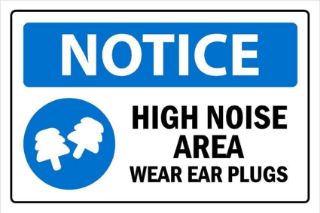 Picture of High noise area wear ear plugs Hearing Safety sign - 3mm Aluminium sign (400mm x 300mm)