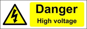 Picture of Danger high voltage Safety sign - Self adhesive sticker 150mm x 50mm