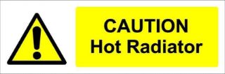 Picture of Caution, hot radiator, warning sign - Self adhesive sticker (150mm x 50mm)