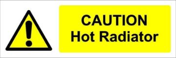 Picture of Caution, hot radiator, warning sign - Self adhesive sticker (150mm x 50mm)