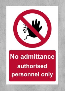 Picture of No admittance authorised personnel only safety sign - Self adhesive sticker (200mm x 150mm)