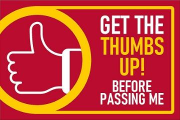 Picture of Get the thumbs up before passing me, safety sign - Self adhesive sticker (200mm x 150mm)
