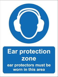 Picture of Ear Protection Zone Safety Sign - Self Adhesive Sticker 300mm x 200mm