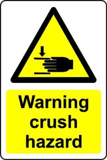 Picture of Warning Crush Hazard Safety Sign - Self Adhesive Sticker (100mm x 150mm)