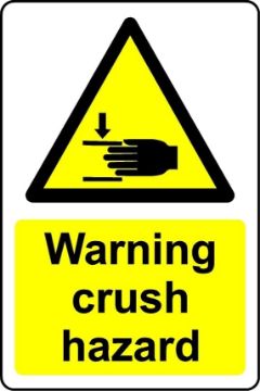Picture of Warning Crush Hazard Safety Sign - Self Adhesive Sticker (100mm x 150mm)