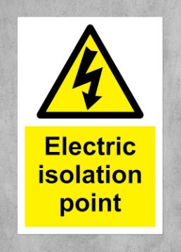 Picture of Electric isolation point Safety sign - Self adhesive sticker 150mm x 100mm