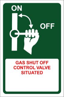 Picture of Gas Shut Off Control Valve SITUATED - Printed Sticker