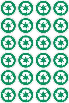 Picture of Recycle Sign, 50mm Circle - Pack of 24 Stickers on A4 Sheet