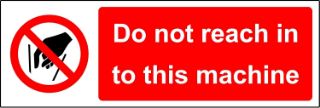 Picture of Do not reach into this machine Safety sign - Self adhesive sticker 150mm x 50mm