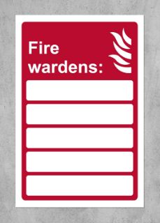 Picture of Fire Warden sign with 5 blank spaces Safety sign - 1.2mm Rigid plastic 200mm x 150mm