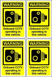 Picture of Warning onboard cctv operating in this vehicle sign - Self adhesive sticker Pack of 4 100mm x 66mm