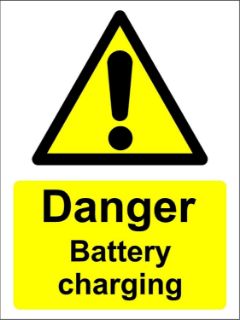 Picture of Danger battery charging area safety sign - 1.2mm Rigid plastic 300mm x 200mm
