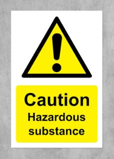 Picture of Caution hazardous substance Safety sign - 1.2mm Rigid plastic 300mm x 200mm
