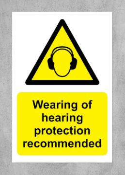 Picture of Wearing of hearing protection recommended sign - 1.2mm rigid plastic 300mm x 200mm