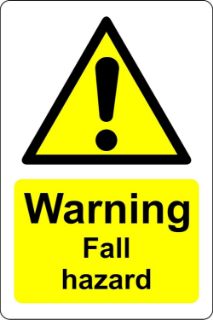 Picture of Warning fall hazard Safety sign - 1.2mm Rigid plastic 200mm x 150mm