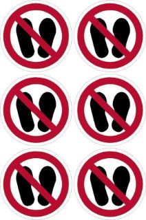 Picture of Do not stand here sign, 100mm circle - Pack of 6 stickers on A4 sheet