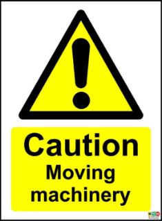 Picture of Caution Moving Machinery Safety Sign - 1.2mm Rigid plastic 300mm x 200mm