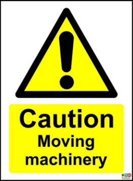Picture of Caution Moving Machinery Safety Sign - 1.2mm Rigid plastic 300mm x 200mm