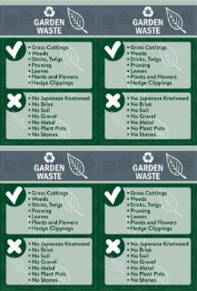 Picture of Garden waste recycling bin sign Yes/No, 100x150mm, pack of 4 stickers on A4 sheet