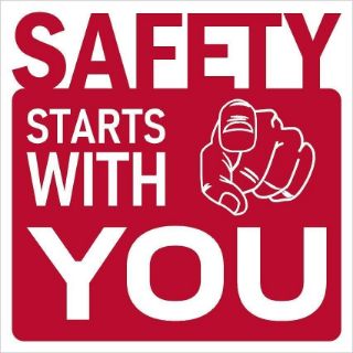 Picture of Safety starts with you, red sign - 1mm flexible Plastic sign (100mm x 100mm)