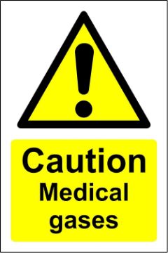 Picture of Caution medical gases Safety sign - Self adhesive sticker 150mm x 200mm
