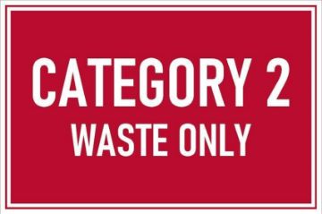 Picture of Category 2 waste only, safety sign - 1mm flexible Plastic sign (200mm x 150mm)