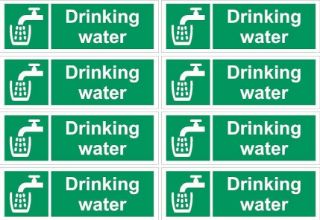 Picture of Drinking water sign - 150x50mm pack of 8 stickers on A4 sheet