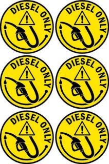Picture of Diesel only Sign, 100mm Circle - Pack of 6 Stickers on A4 Sheet